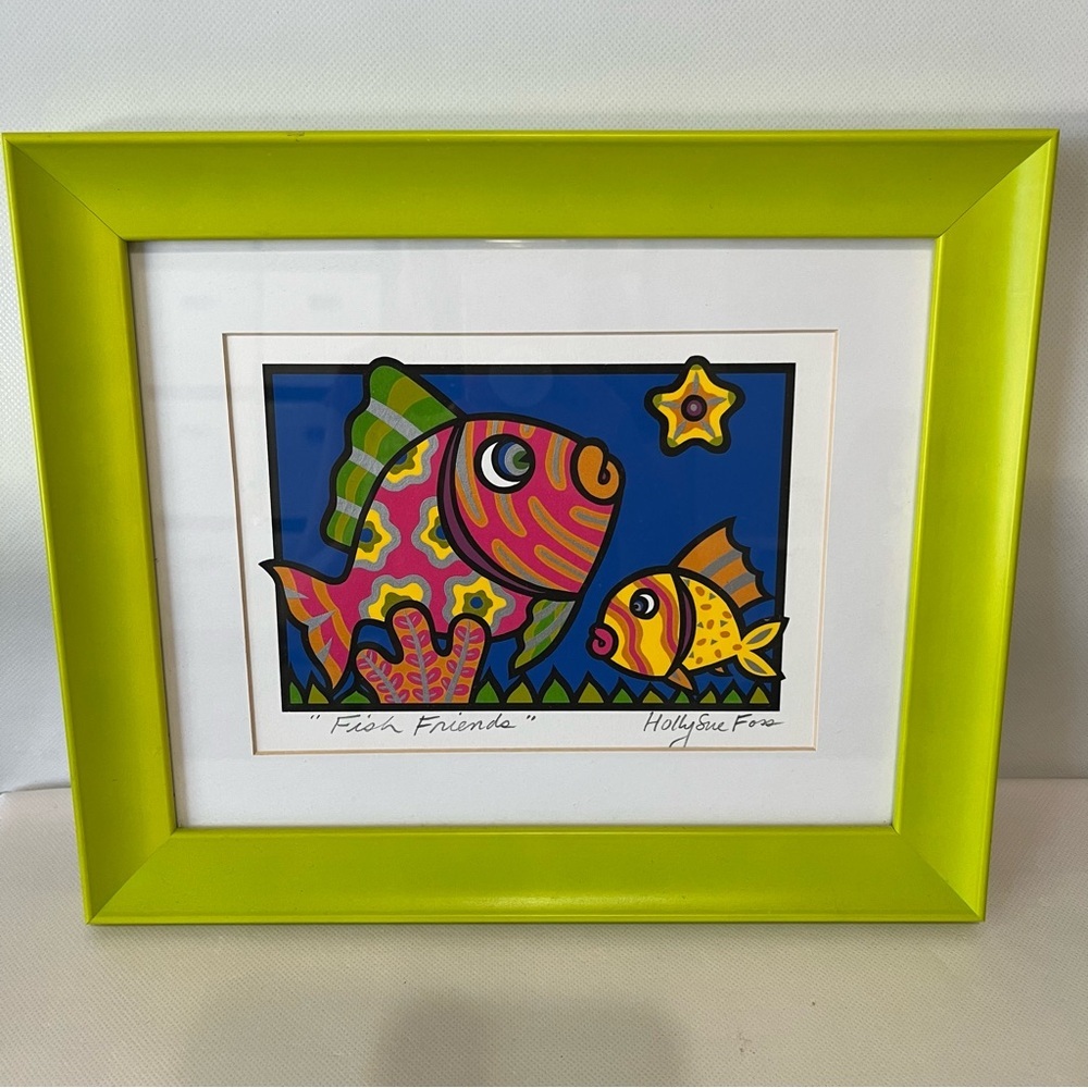 Holly Sue Foss Signed Fish Colorful Caribbean Art Framed - Picture 2 of 7